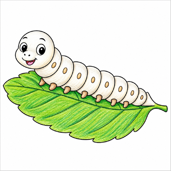 How to Draw a Silkworm – Easy Step-by-Step Insect Drawing for Kids