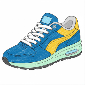 Cute sneaker sketch for children’s coloring and drawing activities
