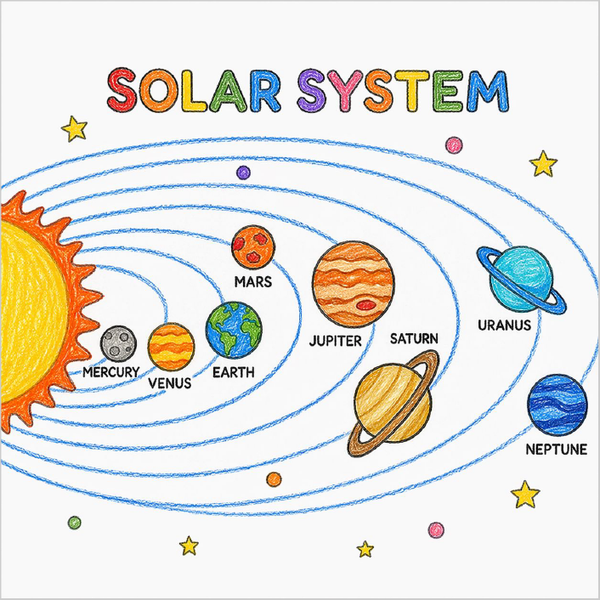 How to Draw the Solar System – Easy Space Drawing for Kids
