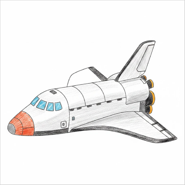 How to Draw a Space Shuttle – Easy Step-by-Step Spacecraft Drawing for Kids