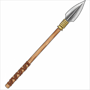 How to draw a spear step-by-step for kids in an easy historical object drawing tutorial using simple shapes and lines.