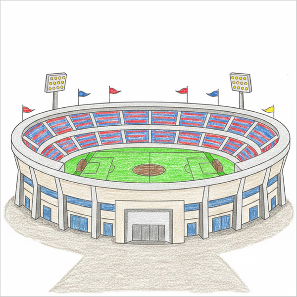 How to Draw a Stadium – Simple Step-by-Step Sports Drawing for Kids