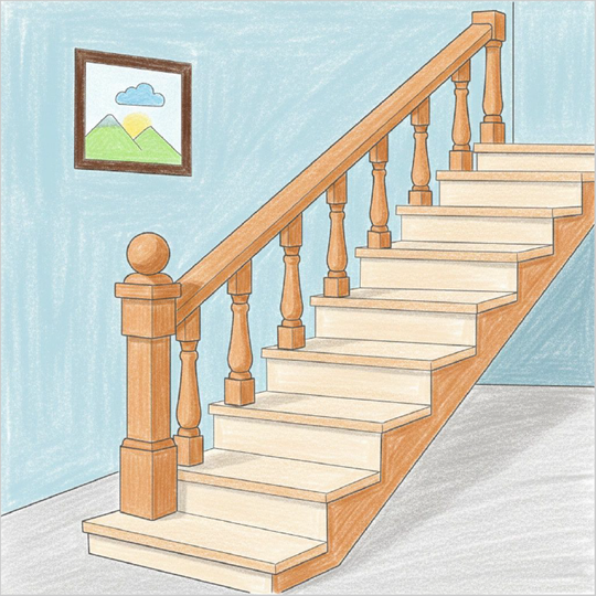 How to Draw a Staircase – Step-by-Step Perspective Drawing for Kids