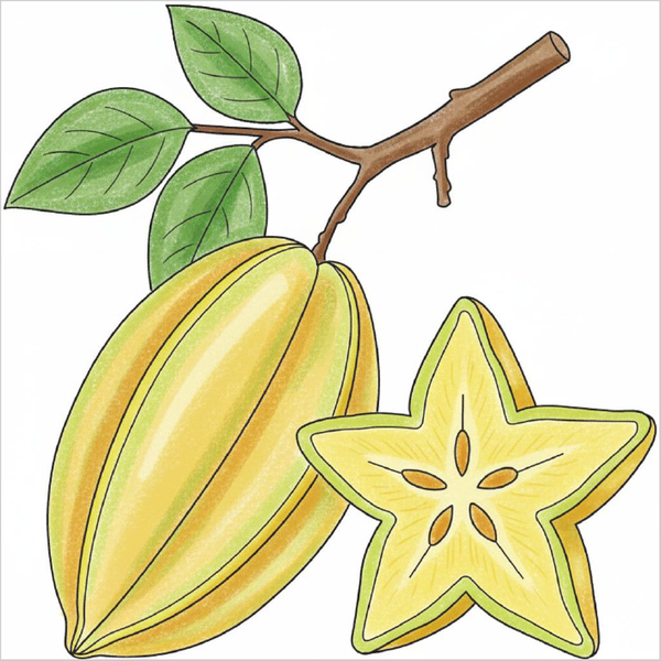 How to Draw a Star Fruit – Step-by-Step Fruit Drawing for Kids