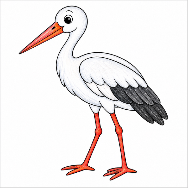 How to Draw a Stork – Easy Step-by-Step Bird Drawing for Kids