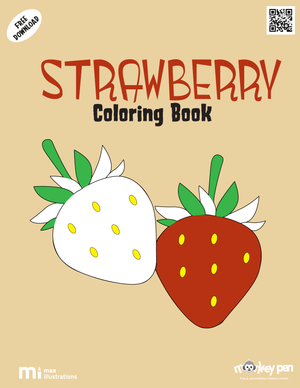 Strawberry Coloring Book for kids with images of ripe berries, leaves, and garden scenes, perfect for summer and nature studies.