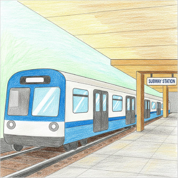 How to Draw a Subway Train – Easy City Transport Drawing for Kids