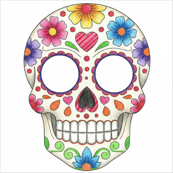 Simple sugar skull western art lesson for beginners and children.