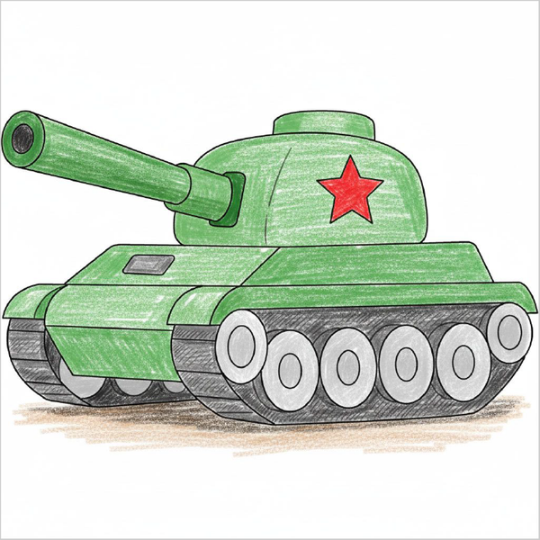 How to Draw a Tank – Simple Step-by-Step Military Vehicle Drawing for Kids