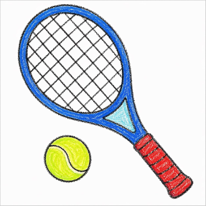 Tenni Racket Easy How to Draw a Tennis Racket Easy: Step-by-Step Sports Guide