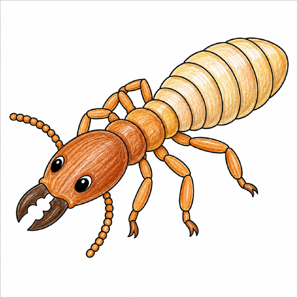 How to Draw a Termite – Easy Step-by-Step Insect Drawing for Kids