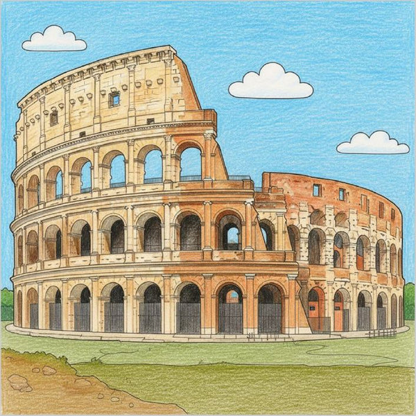 How to Draw the Colosseum – Easy Step-by-Step Landmark Drawing for Kids