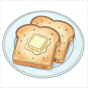 Simple toast drawing for kids with a cute smiling face and bold easy outlines for coloring fun