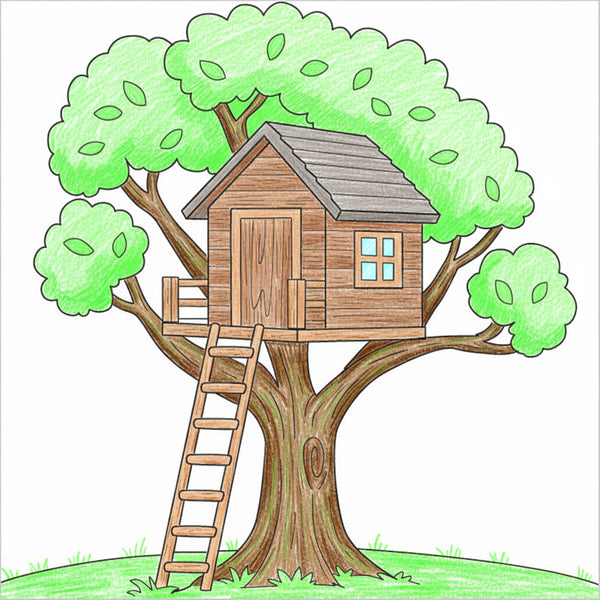 How to Draw a Tree House – Simple Step-by-Step House Drawing for Kids