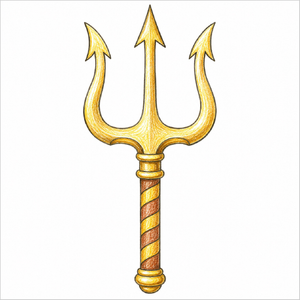 Step-by-step trident drawing tutorial for kids showing how to draw a trident with simple shapes and easy lines.