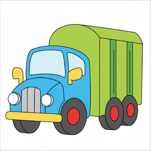 How to draw a big truck step by step for kids, easy truck drawing tutorial, simple vehicle sketch for beginners