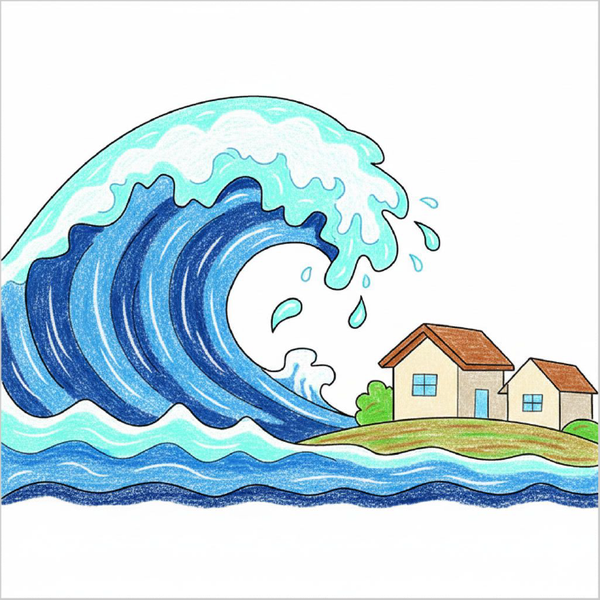 How to Draw a Tsunami – Step-by-Step Ocean Wave Drawing for Kids