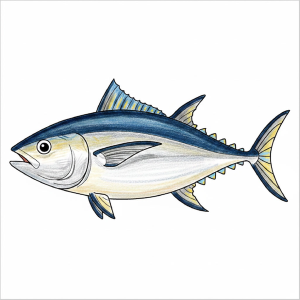 How to Draw a Tuna – Simple Step-by-Step Fish Drawing for Kids
