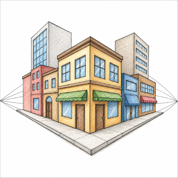 How to Draw Two-Point Perspective Buildings – Easy Step-by-Step Perspective Drawing for Kids