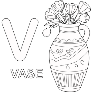 V for Vase coloring page – fun and educational printable for children