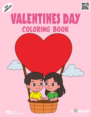 Free printable Valentine’s Day colouring page for kids featuring hearts, teddy bears, and love-themed designs, a cute and festive PDF activity for children to colour and enjoy.