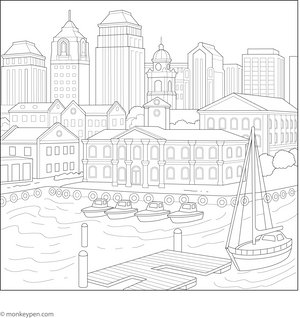 Victoria Alfred Waterfront Coloring Page – fun and educational printable for children