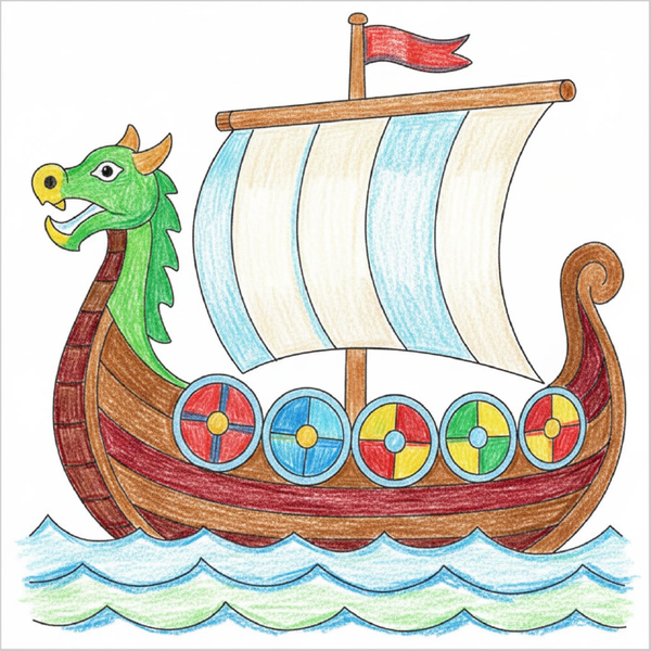 How to Draw a Viking Ship – Step-by-Step Ship Drawing for Kids