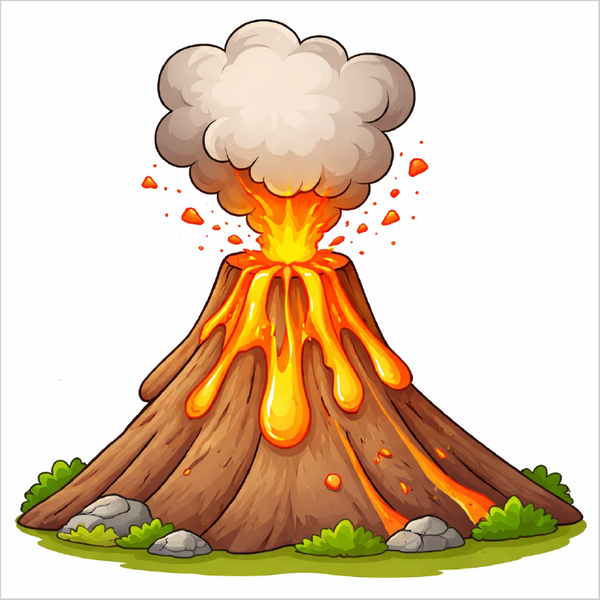 How to draw a volcano step by step for kids, easy volcano drawing tutorial, simple nature sketch guide for beginners