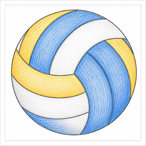 Easy Volleyball sketch perfect for kids colouring pages.