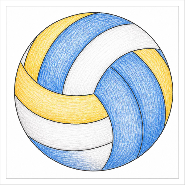 Easy Volleyball sketch perfect for kids colouring pages.