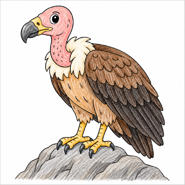 How to Draw a Vulture – Easy Step-by-Step Bird Drawing for Kids