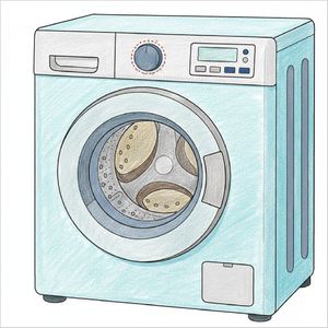 Easy washing machine illustration designed for children’s coloring and drawing fun