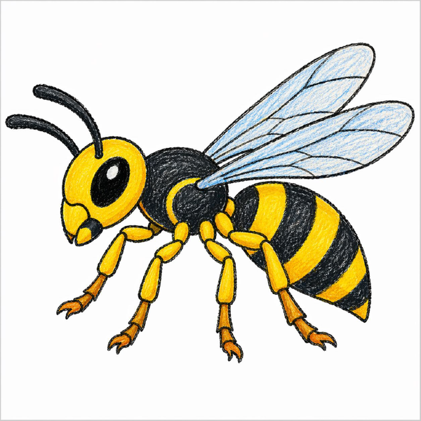 How to Draw a Wasp – Simple Insect Drawing for Kids