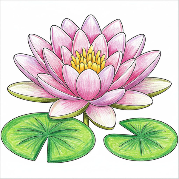 How to Draw a Water Lily – Easy Step-by-Step Flower Drawing for Kids