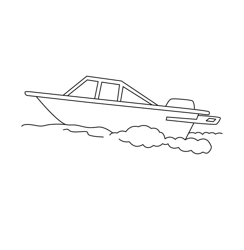 Free Printable Speed Boat Coloring Page for Kids