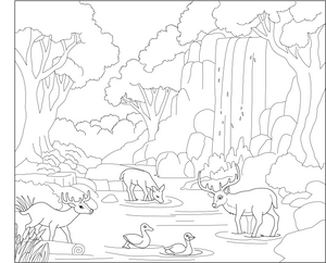 Waterfall Coloring Page – fun and educational printable for children