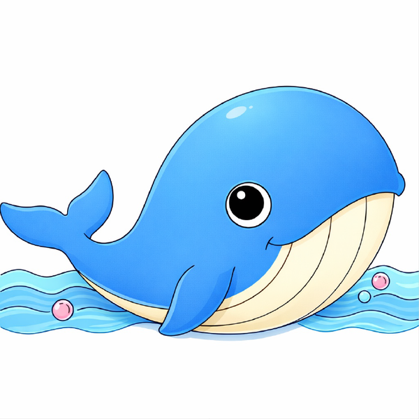 How to draw a whale step by step for kids, easy cute whale drawing tutorial, simple ocean animal sketch guide for beginners