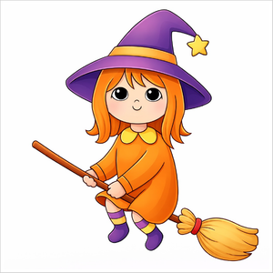How to draw a witch step by step for kids, easy Halloween witch drawing tutorial, simple spooky character sketch guide