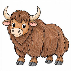 Cute yak drawing for children and beginners.