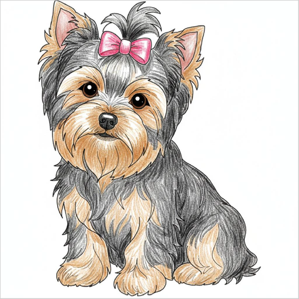 How to Draw a Yorkshire Terrier – Simple Step-by-Step Dog Drawing for Kids
