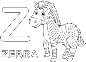 Z forZebra coloring page – printable animal drawing for children