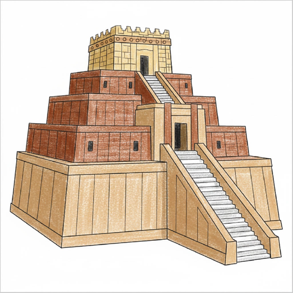 How to Draw a Ziggurat – Step-by-Step Ancient Building Drawing for Kids