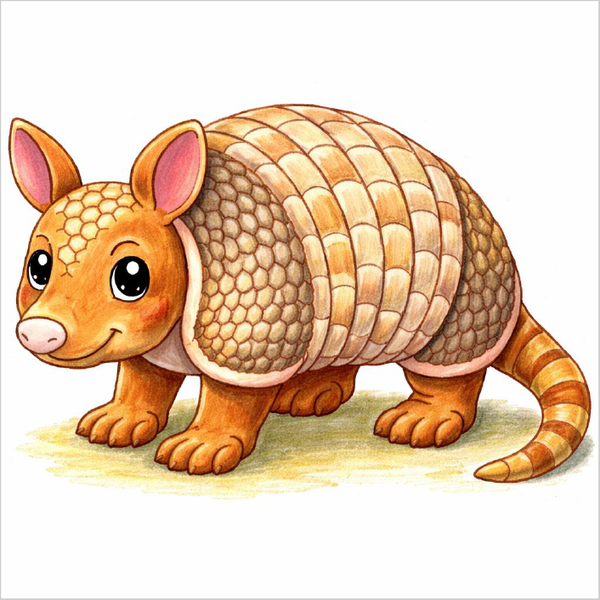 How to Draw an Armadillo – Easy Animal Drawing with Shell Patterns for Kids
