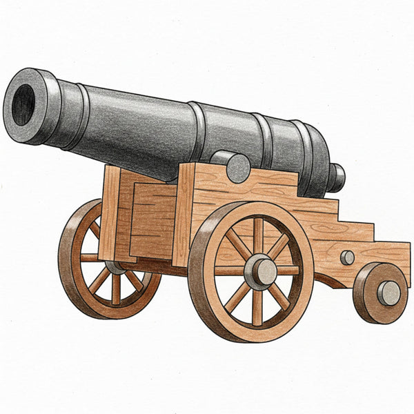 How to Draw a Cannon – Simple Step-by-Step Historical Object Drawing for Kids