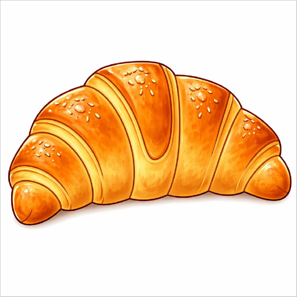 How to draw a croissant step by step, easy bakery treat drawing tutorial for kids and beginners with simple food sketch