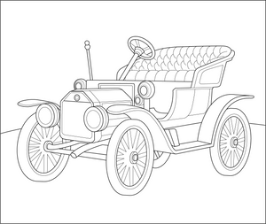  Printable Retro Convertible Car coloring page – transportation-themed printable for kids