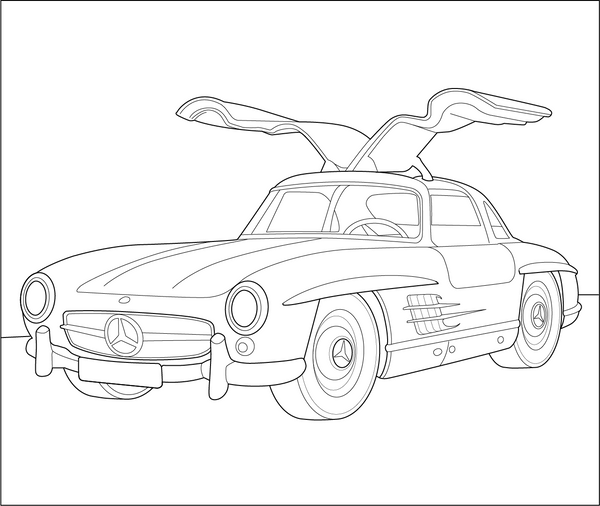 Classic Mercedes coloring page – fun and educational printable for children