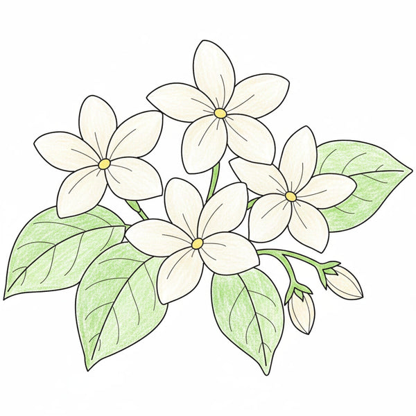 How to Draw a Jasmine Flower – Simple Step-by-Step Flower Drawing for Kids