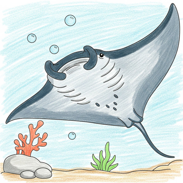 How to Draw a Manta Ray – Easy Step-by-Step Ocean Animal Drawing for Kids
