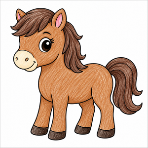 Easy pony drawing for children